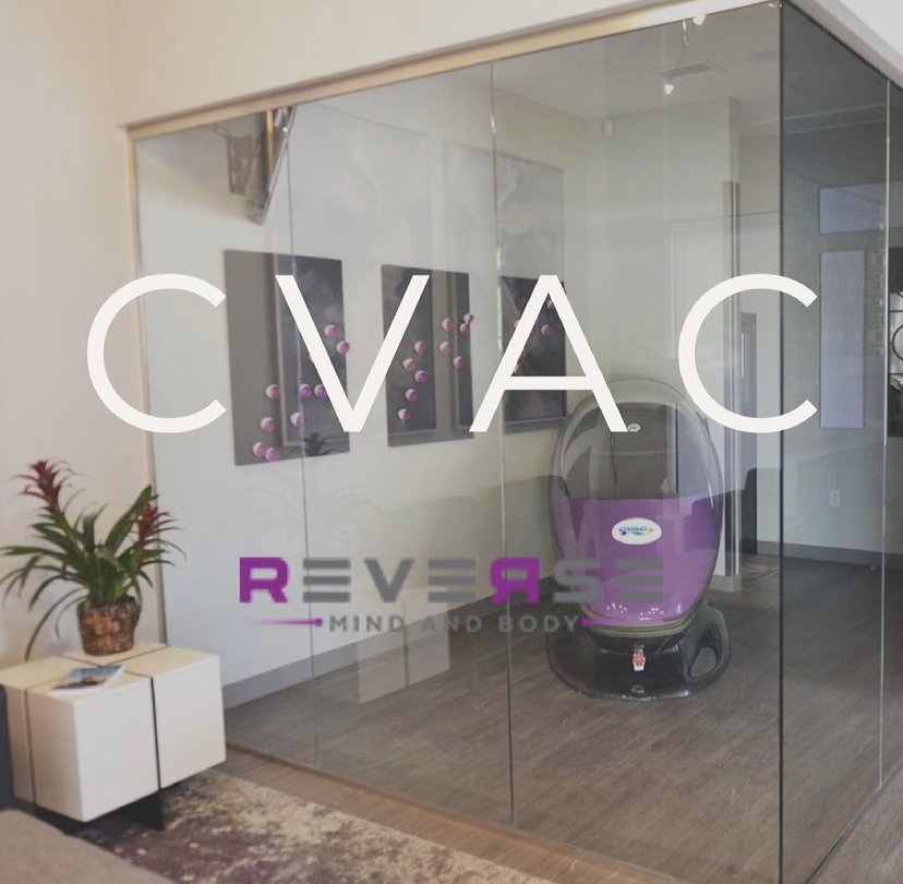 A CVAC Pod in a studio room at Reverse Mind & Body in Lubbock, Texas.
